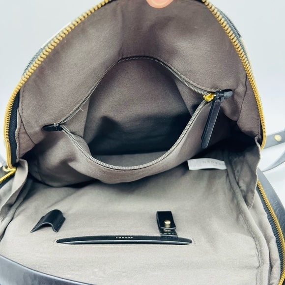 SKAGEN BEAUTIFUL LEATHER AND COTTON BLACK AND WHITE STRIPED BACKPACK - Picture 7 of 16